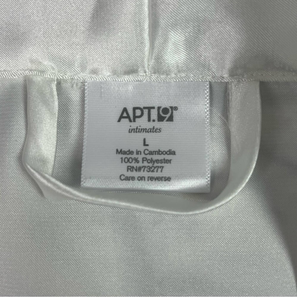 Apt 9 Womens White Satin Bridal Robe Light Blue Trim Bride Tie Belt Large - Picture 8 of 9